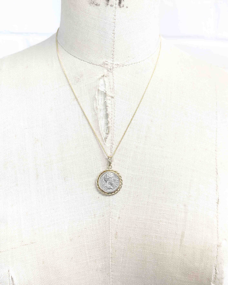 14k Gold Genuine Ancient Roman Coin Necklace (Marcus Aurelius; 168-169 A.D.)