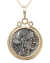 14k Gold Genuine Ancient Roman Coin Necklace (Juno; 87 B.C.)