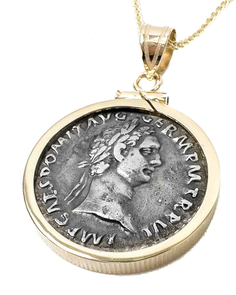 14k Gold Genuine Ancient Roman Coin Necklace (Domitian; 87-88 A.D.)
