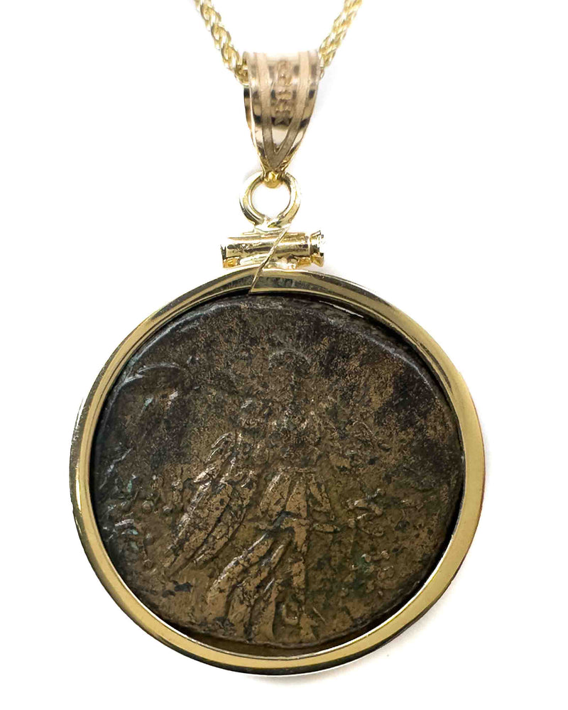 14k Gold Genuine Ancient Greek Coin Necklace (Medusa; 120-63 B.C.)