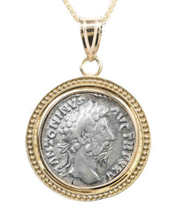 14k Gold Genuine Ancient Roman Coin Necklace (Marcus Aurelius; 171-172 A.D.)