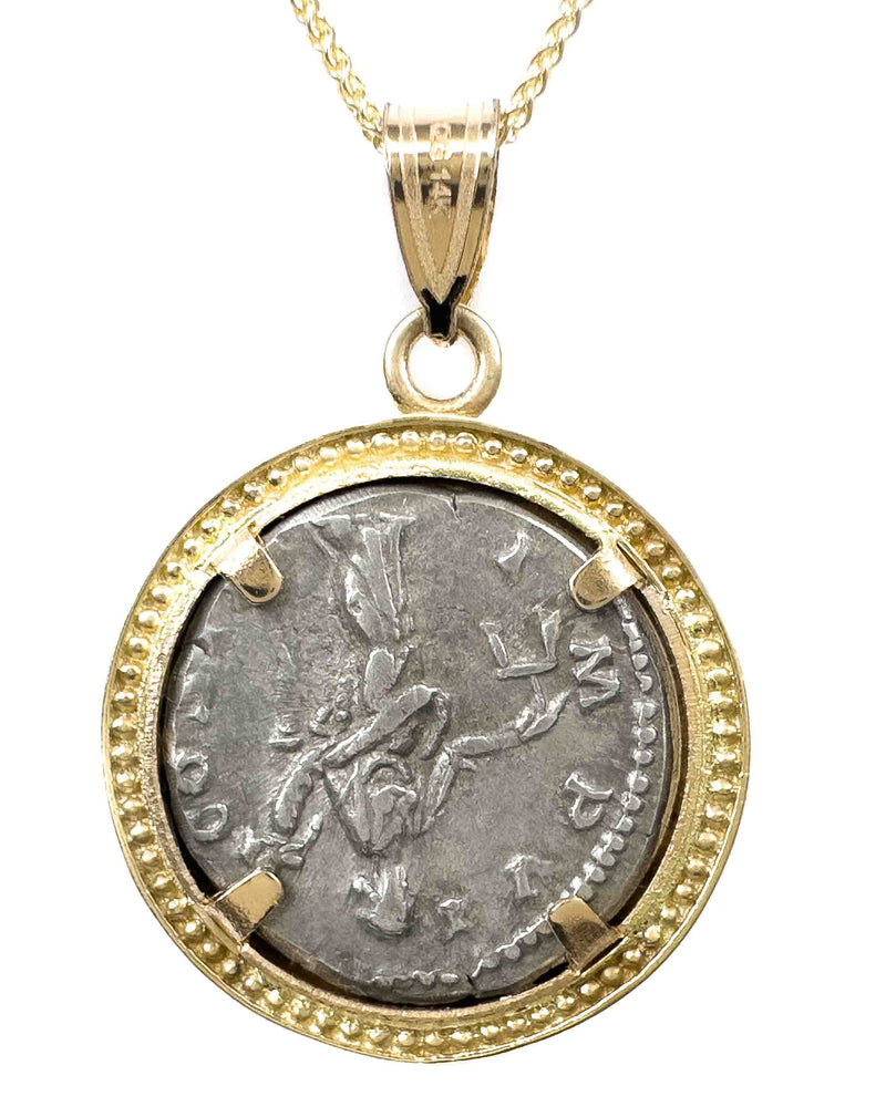 14k Gold Genuine Ancient Roman Coin Necklace (Marcus Aurelius; 171-172 A.D.)