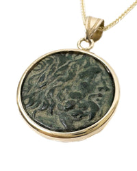 14k Gold Genuine Ancient Greek Coin Necklace (Zeus; 25-24 B.C.)