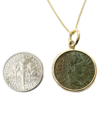14k Gold Genuine Ancient Roman Coin Necklace (Antoninus Pius; 138-161 A.D.)