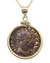 14k Gold Genuine Ancient Roman Coin Necklace (Aurelian; 270-275 A.D.)