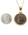 14k Gold Genuine Ancient Roman Coin Necklace (Aurelian; 270-275 A.D.)
