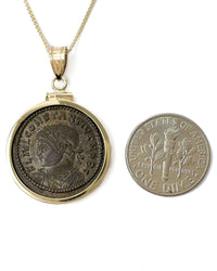 14k Gold Genuine Ancient Roman Coin Necklace (Constantius II; 327 A.D.)