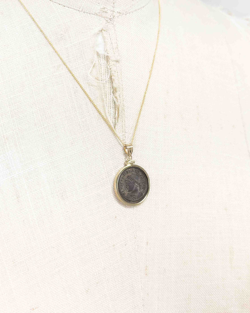 14k Gold Genuine Ancient Roman Coin Necklace (Constantius II; 327 A.D.)