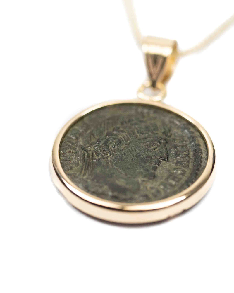 10k Gold Genuine Ancient Roman Coin Necklace (Constantine the Great; 306-337 A.D.)