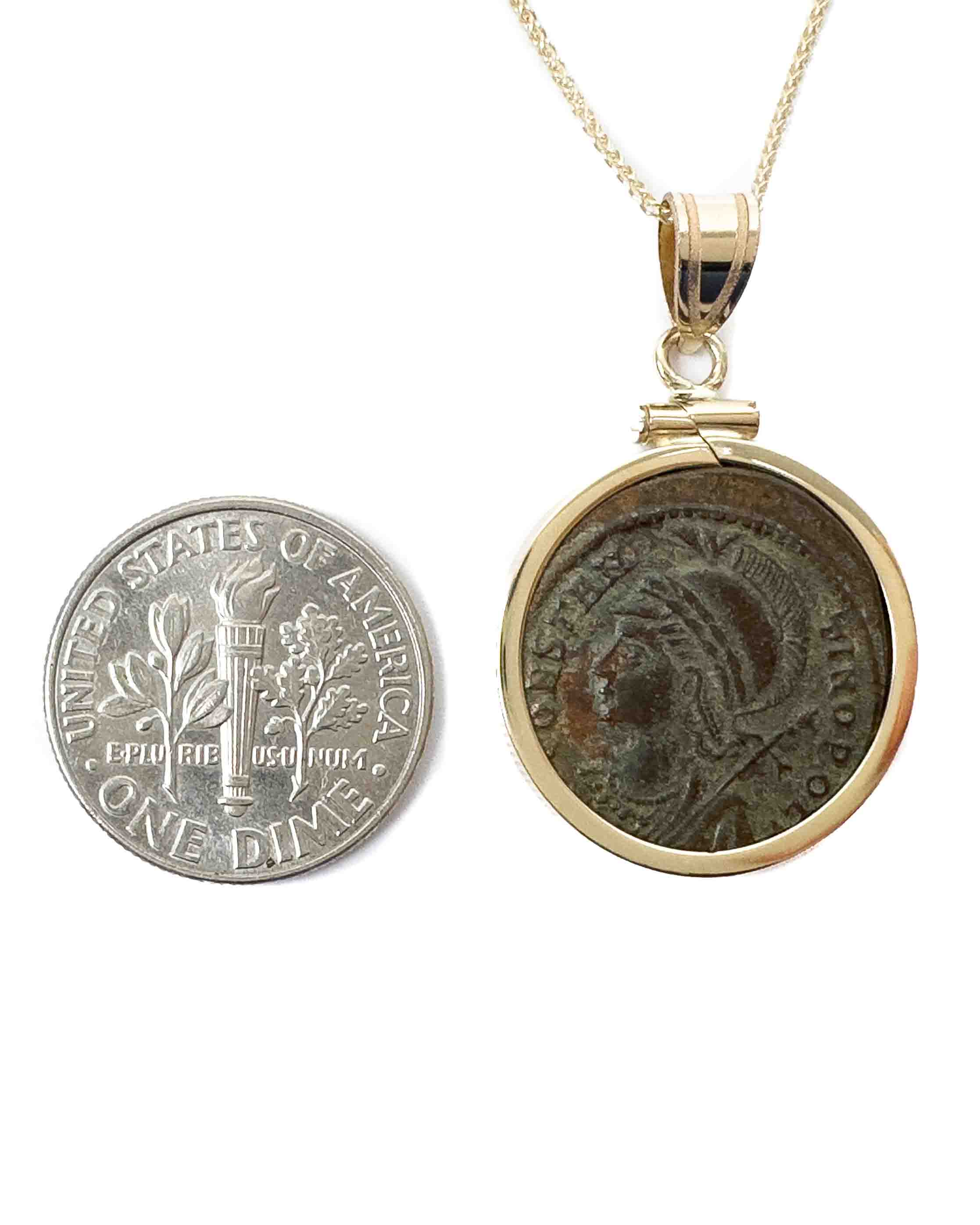 14k Gold Genuine Ancient Roman Coin Necklace (Constantine the Great; 330-333 A.D.)