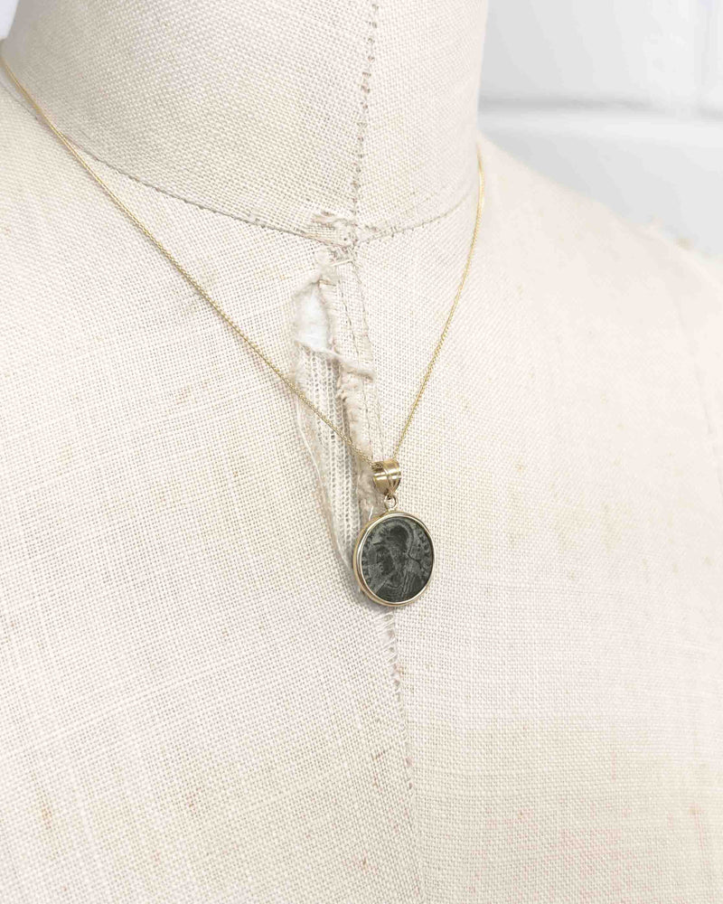 14k Gold Genuine Ancient Roman Coin Necklace (Constantine the Great; 330-333 A.D.)