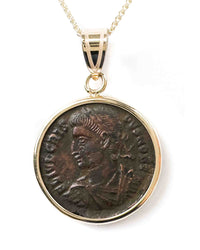 14k Gold Genuine Ancient Roman Coin Necklace (Crispus; 316-326 A.D.)