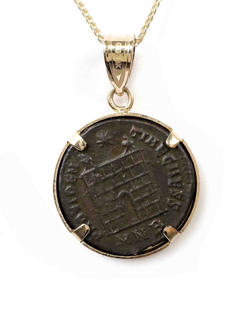 14k Gold Genuine Ancient Roman Coin Necklace (Crispus; 316-326 A.D.)