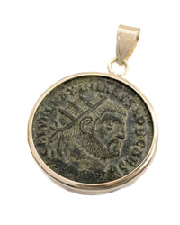 10k Gold Genuine Ancient Roman Coin Pendant (Maximianus; 286-305 A.D.)
