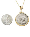 14k Gold Genuine Ancient Roman Coin Necklace (Elagabalus; 218-222 A.D.)