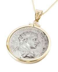14k Gold Genuine Ancient Roman Coin Necklace (Elagabalus; 218-222 A.D.)