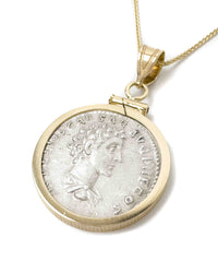 14k Gold Genuine Ancient Roman Coin Necklace (Aurelius/Pius; 138-161 A.D.)