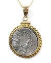 14k Genuine Ancient Roman Coin Necklace (Flora; 57 B.C.)