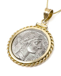 14k Genuine Ancient Roman Coin Necklace (Flora; 57 B.C.)