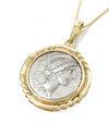 14k Gold Genuine Ancient Roman Coin Necklace (Fortuna; 49 B.C.)