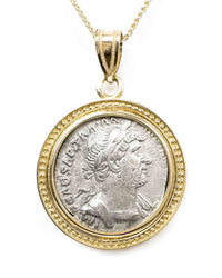 14k Genuine Ancient Roman Coin Necklace (Hadrian; 119-122 A.D.)
