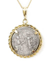 14k Genuine Ancient Roman Coin Necklace (Janus; 119 B.C.)
