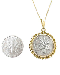 14k Genuine Ancient Roman Coin Necklace (Janus; 119 B.C.)