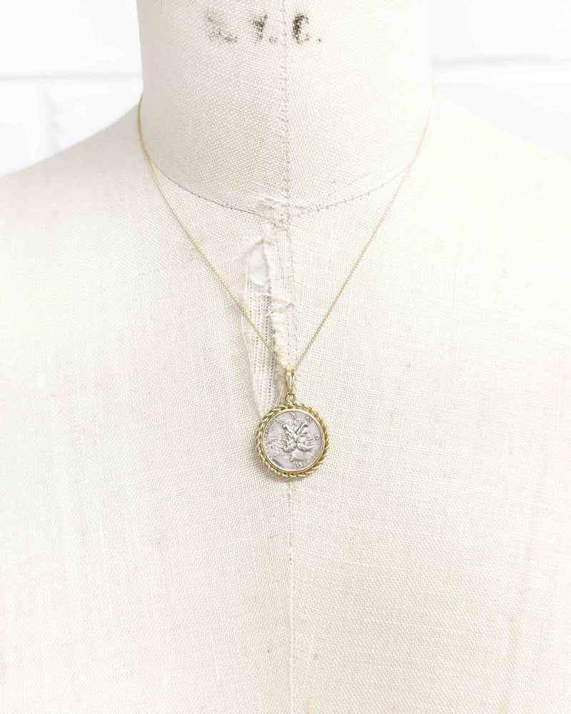 14k Genuine Ancient Roman Coin Necklace (Janus; 119 B.C.)