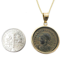 14k Gold Genuine Ancient Roman Coin Necklace (Licinius; 308-324 A.D.)