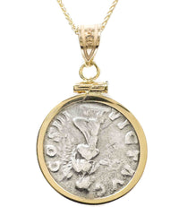 14K Gold Genuine Ancient Roman Coin Necklace (Marcus Aurelius; 161-180 A.D.)