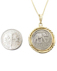 14k Gold Genuine Ancient Roman Republic Coin Necklace (Julius Caesar; 49-48 B.C.)