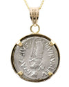 14k Gold Genuine Ancient Roman Coin Necklace (Salus; 49 B.C.)