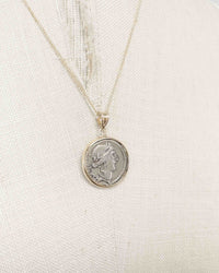 14k Gold Genuine Ancient Roman Coin Necklace (Salus; 49 B.C.)