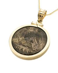 14k Gold Genuine Ancient Roman Coin Necklace (Rome/Constantinople Commemorative; 330-335 A.D.)