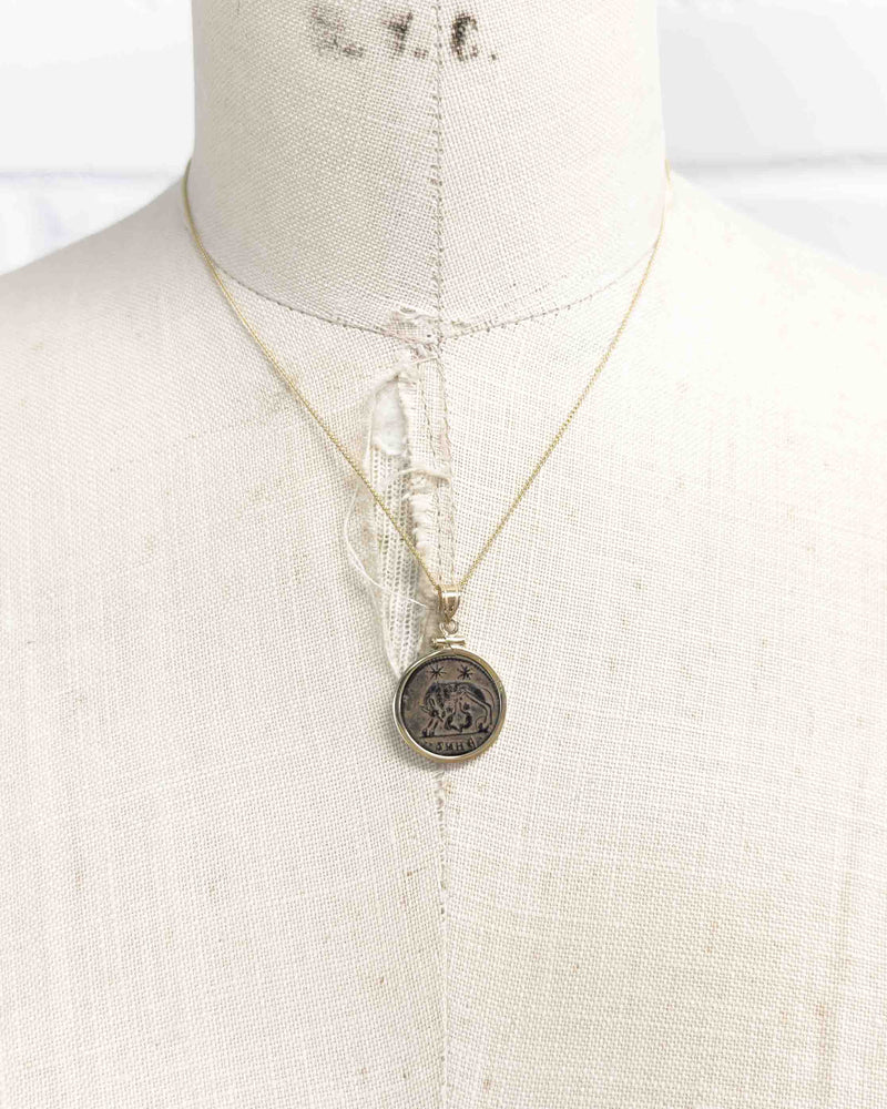 14k Gold Genuine Ancient Roman Coin Necklace (Rome/Constantinople Commemorative; 307-337 A.D.)