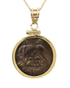 14k Gold Genuine Ancient Roman Coin Necklace (Rome/Constantinople Commemorative; 330-335 A.D.)
