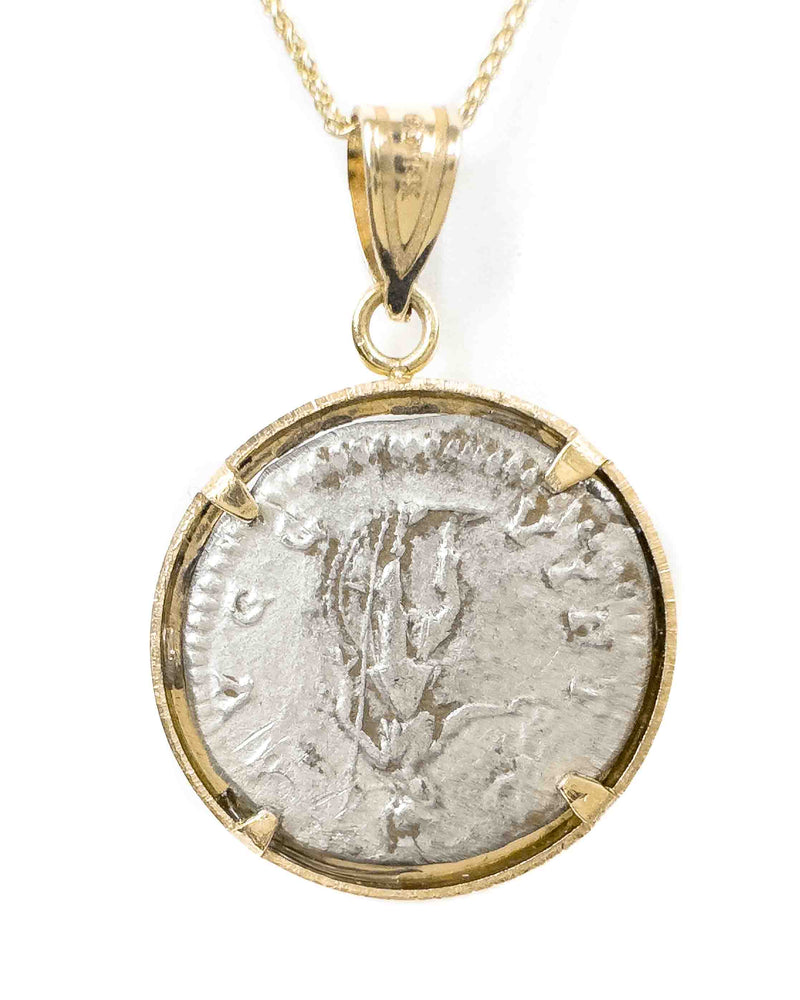 14k Gold Genuine Ancient Roman Coin Necklace (Septimus Severus; 193-211 A.D.)
