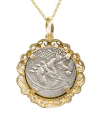 14K Gold Genuine Ancient Roman Coin Necklace (Venus; 79 B.C.)