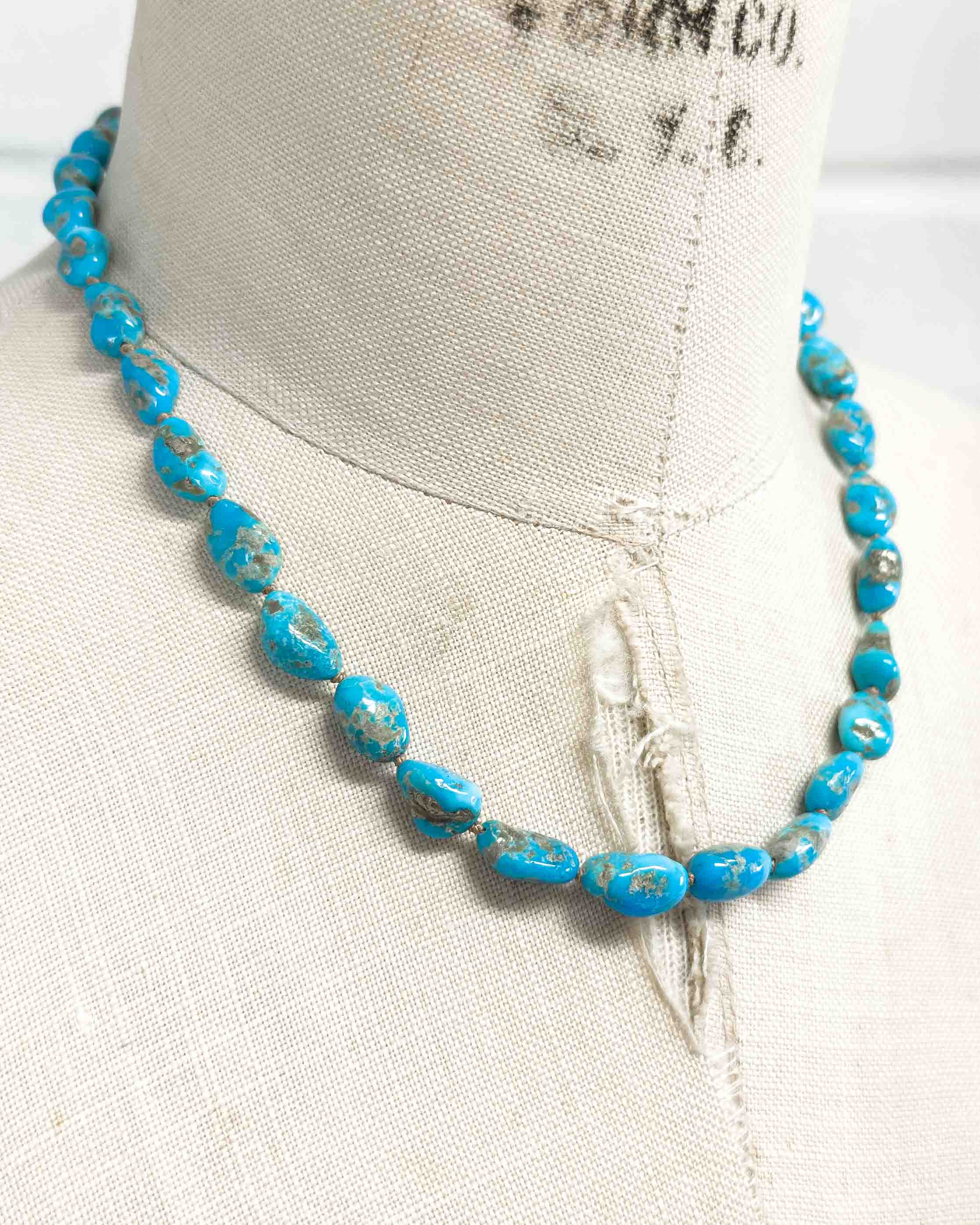 Natural Arizona Castle Dome Turquoise Nugget Necklace