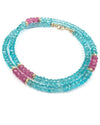 14k Gold Blue Apatite & Pink Sapphire Necklace