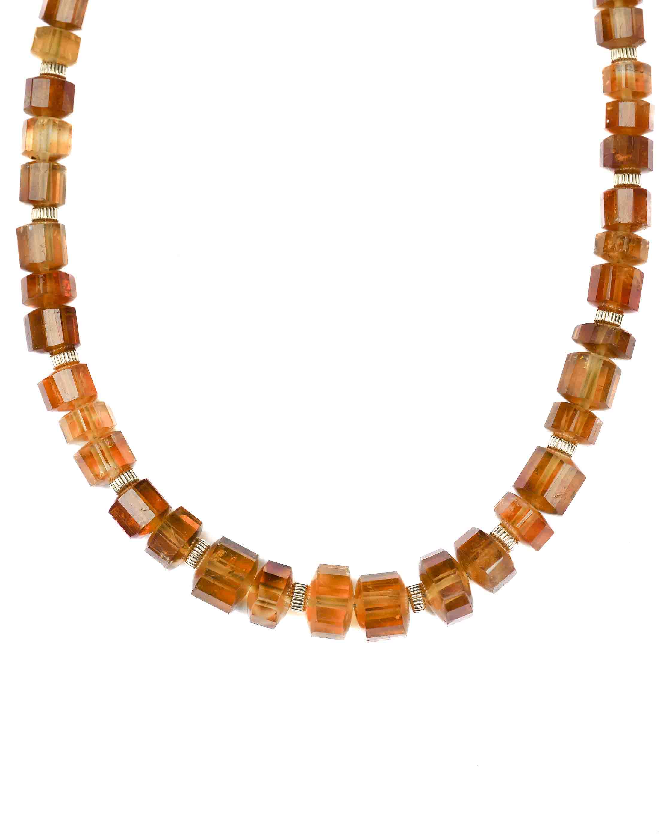 14k Gold Natural Brazilian Madeira Citrine Statement Necklace