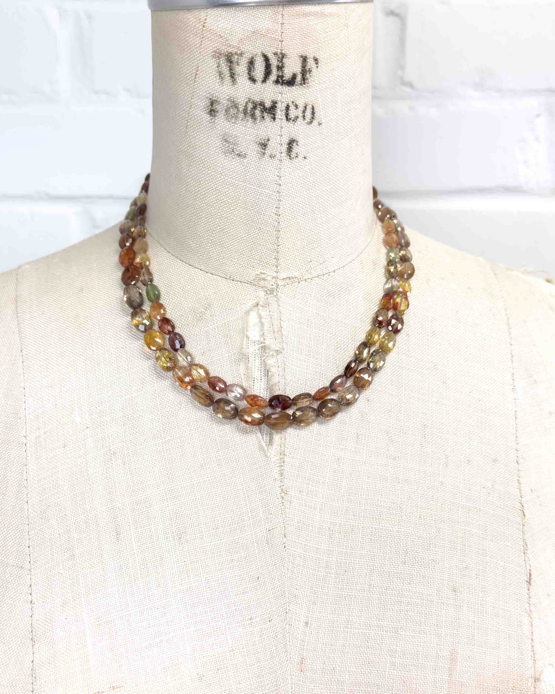 Faceted Multi-Color Spinel Double Strand Statement Necklace