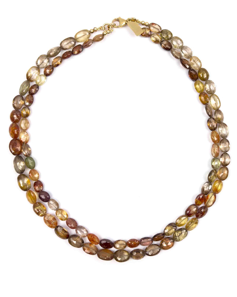 Faceted Multi-Color Spinel Double Strand Statement Necklace