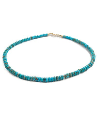 14k Gold Bead & Natural Arizona Sleeping Beauty Turquoise Necklace