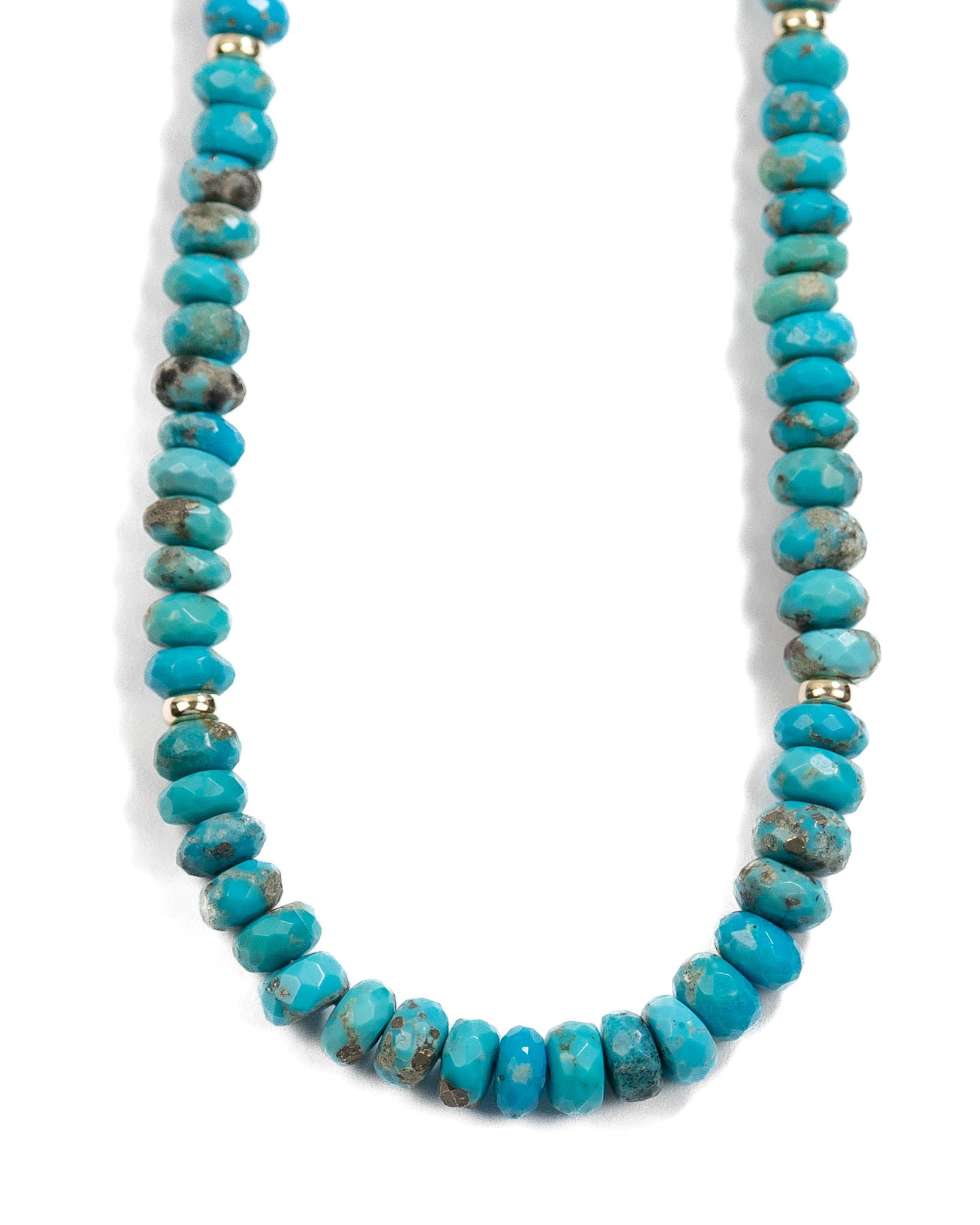 14k Gold Bead & Natural Arizona Sleeping Beauty Turquoise Necklace