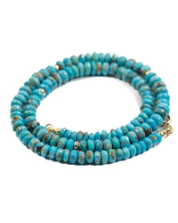 14k Gold Bead & Natural Arizona Sleeping Beauty Turquoise Necklace