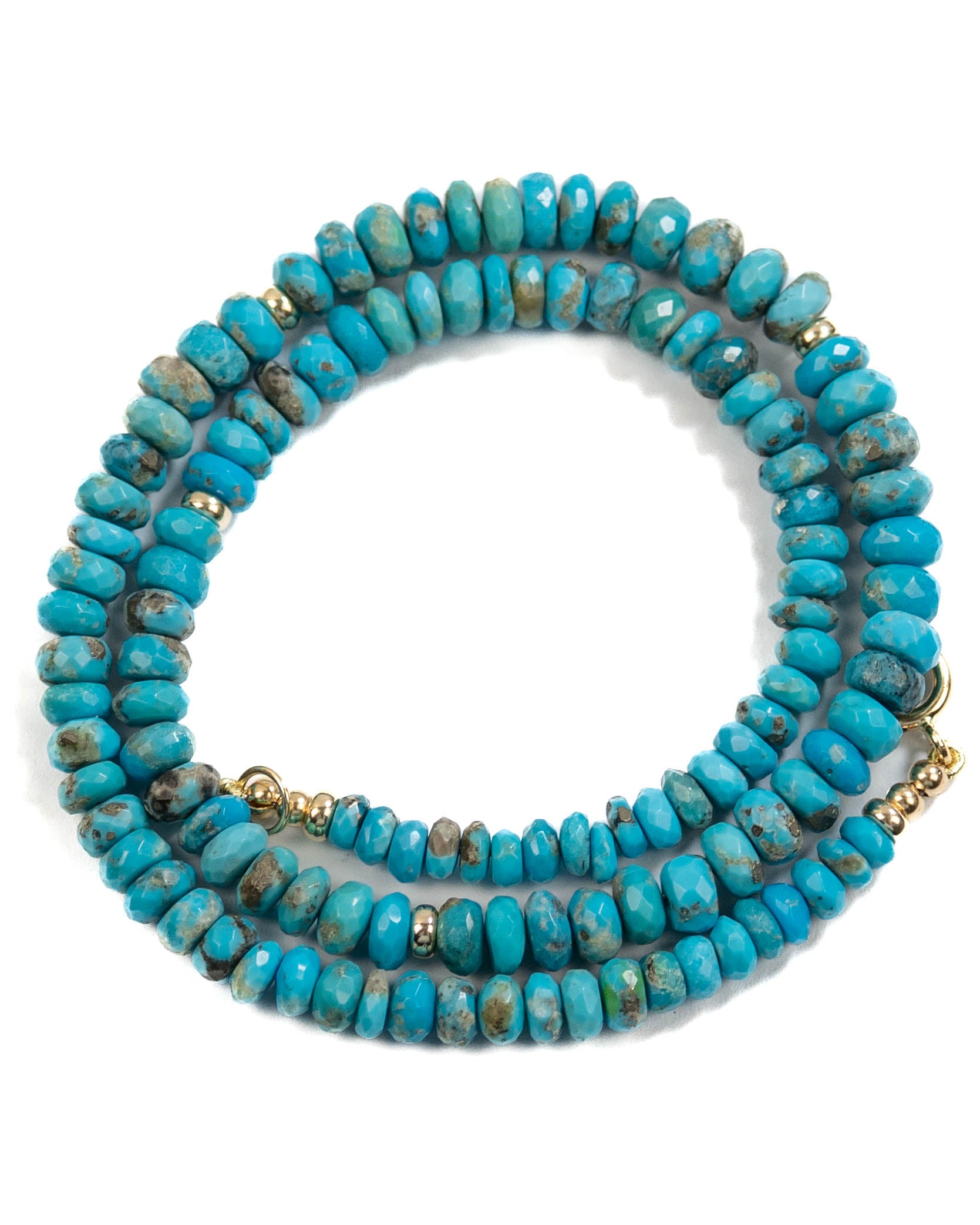 14k Gold Bead & Natural Arizona Sleeping Beauty Turquoise Necklace