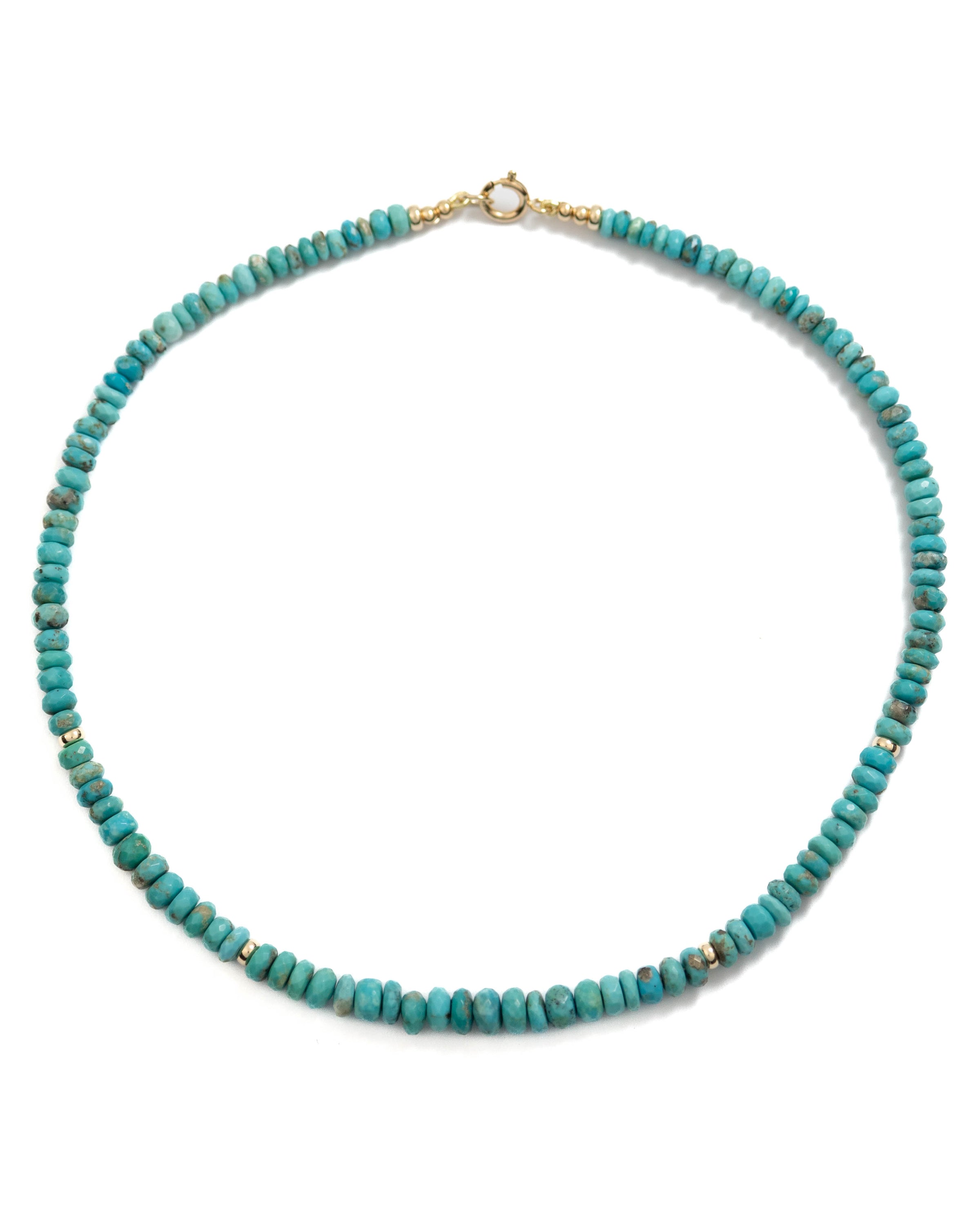 14k Gold & Natural Arizona Sleeping Beauty Turquoise Necklace