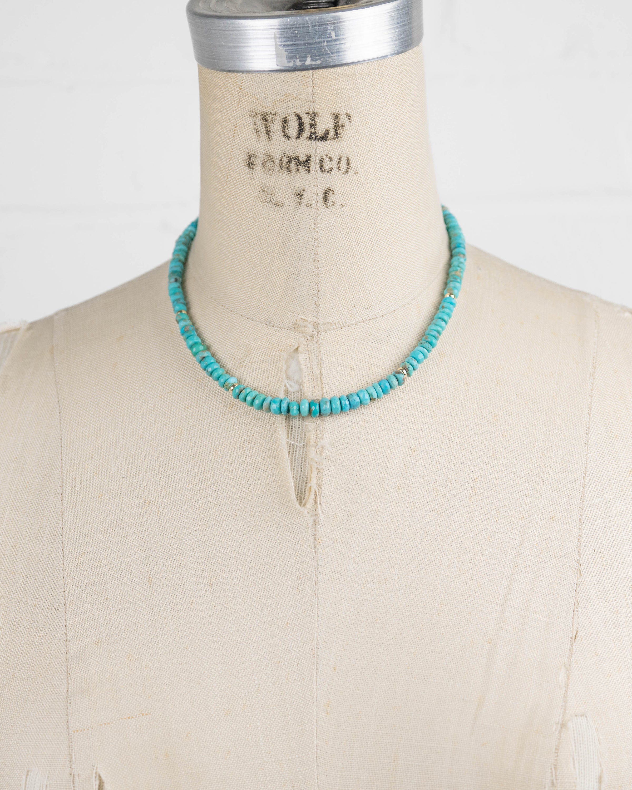 14k Gold & Natural Arizona Sleeping Beauty Turquoise Necklace