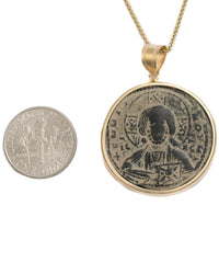 14k Genuine Ancient Byzantine Coin Necklace (Christ, King of Kings; 976-1025 A.D.)